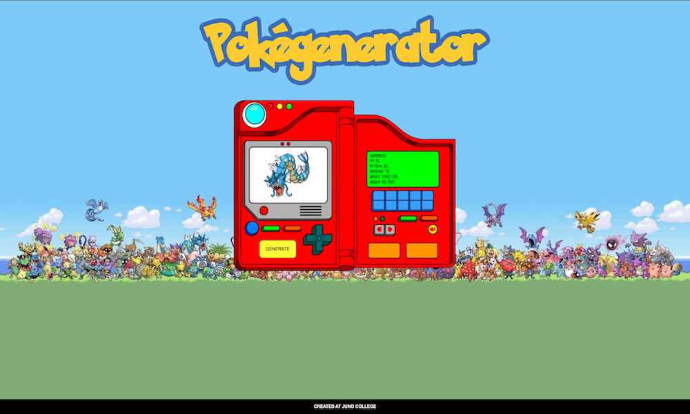 picture of pokegenerator website built by Christian Yuen